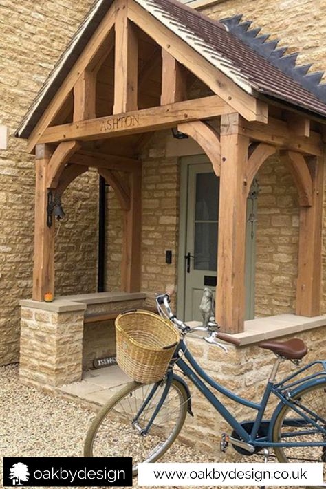 Not sure about what to do about the dwarf walls for your new oak porch? We have a very interesting article which may help, just follow the link Oak Frame Open Porch, Oak Beam Porch, Oak Front Porch Ideas Uk, Wooden Beam Porch, Oak Porch Ideas Entrance, Open Porch Ideas Uk, Open Porch Ideas, Oak Porch Ideas, Entry Porch Ideas