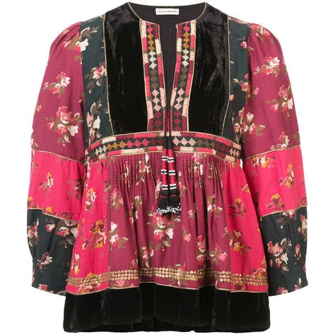 Ulla Johnson patchwork peplum top ($458) ❤ liked on Polyvore featuring tops, red, ulla johnson, patchwork top, multi color tops, red top and red peplum top Silk Tunic Top, Patchwork Blouse, Hollister Tank Tops, Boho Color, Patch Work Blouse, Floral Print Tunic, Pretty Blouses, Velvet Trim, Peasant Blouse