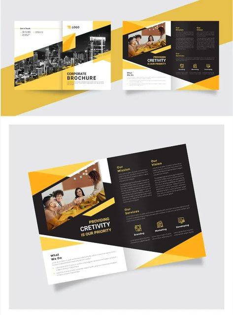 EntheosWeb Blog | Creative Bi-Fold Brochure Design Templates - EntheosWeb Blog Bi Fold Brochure Design, Program Layout, Editorial Moodboard, Brochure Design Templates, Brochure Size, Event Brochure, Brochure Design Layouts, Brochure Design Creative, Template Brochure