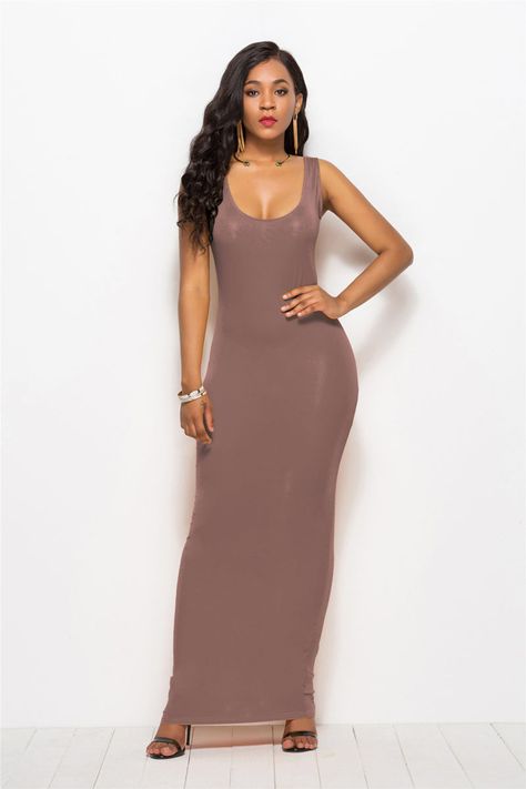 Dresses Brown, Strap Maxi Dress, Wrap Dresses, Long Summer Dresses, Plus Size Maxi Dresses, Women Long Dresses, Summer Clothes, Pure Color, Dress Fashion