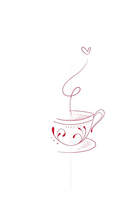 Fineline Teacup Tattoo, Cute Teacup Tattoo, Simple Tea Cup Tattoo, Minimalist Tea Cup Tattoo, Tea Mug Tattoo, Teacup Tattoo Tiny, Tea Cups Drawing, Coffee Tattoo Minimalist, Cup Of Tea Tattoo