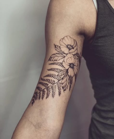 Wildflower Sleeve, Blackberry Tattoo, Bicep Tattoo Women, Stippling Tattoo, Oregon Tattoo, Pnw Tattoo, Inner Bicep Tattoo, Tattoo Thoughts, Mother Nature Tattoos