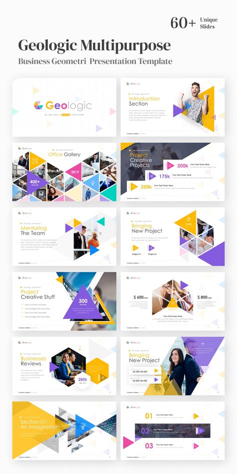 Business Design Template, Data Slide Design, Geometric Slide Design, 2023 Presentation Design, Geometric Powerpoint Design, Slides Design Ideas, Image Layout Design, Blue Presentation Template, Geometric Presentation