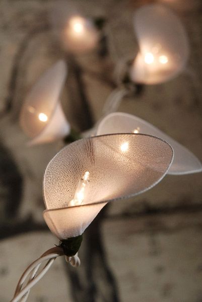 Calla Lily Lights 20 Nylon Flowers 10 Feet $16 set / 3 sets $15 each (end to end plug in) Ribbon Corsage, Nylon Crafts, Fruit Berries, Nylon Flowers, White String Lights, End To End, Paper Flower Tutorial, Flower Lights, Ribbon Crafts