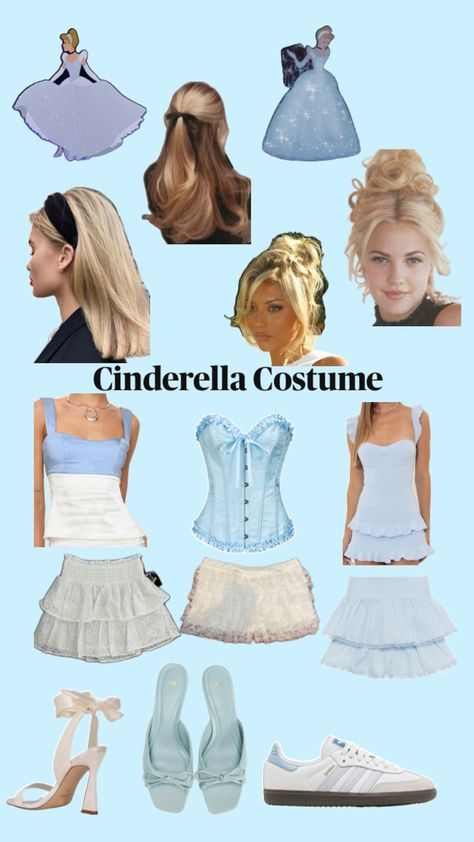 Cinderella outfit Halloween costume Disney princess Disney bounding Halloween princess blue Princess Halloween Costume Cinderella, Easy Cinderella Costume, Cinderella Costume Aesthetic, Cinderella Costume Halloween, Cinderella Aesthetic Costume, Poor Cinderella Costume, Cinderella Costume Diy, Diy Cinderella Costume, Halloween Cinderella