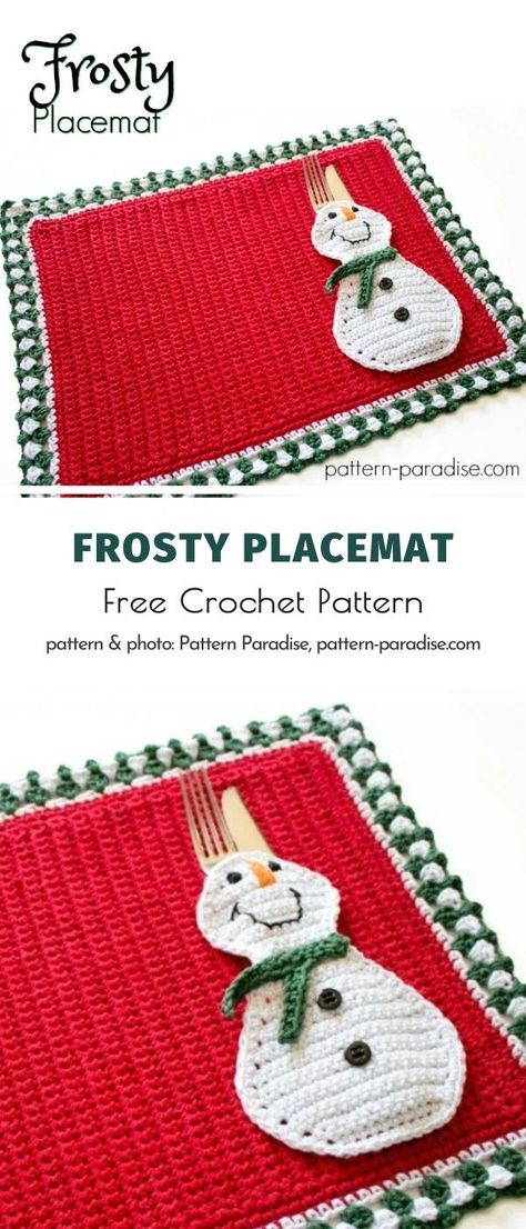 The Best Christmas Placemats Crochet Patterns Crocheted Placemats, Crochet Placemat Patterns, Crochet Placemats, Confection Au Crochet, Crochet Snowman, Crochet Santa, Crochet Xmas, Crochet Christmas Decorations, Placemats Patterns