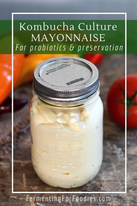 Using kombucha instead of vinegar gives this mayonnaise a dose of probiotics. The live culture also helps with food preservation! Healthy Mayonnaise, Kombucha Recipe, Healthy Microbiome, Fermentation Recipes, Vinegar Uses, Homemade Condiments, Homemade Mayonnaise, Healthy Homemade, Fermented Foods