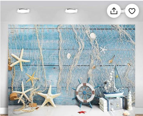 Beach Photo Props Ideas, Nautical Photo Booth, Nautical Backdrop, Beach Theme Party Decorations, Sailing Theme, Christian Baptism, Beach Backdrop, Fish Theme, Cruise Party