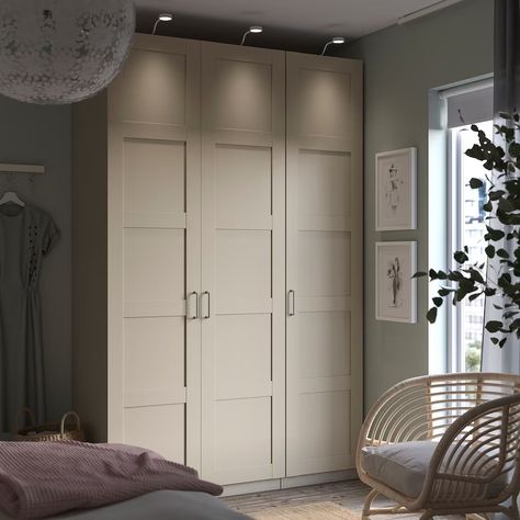 PAX / BERGSBO Wardrobe, beige/beige, 59x235/8x931/8" - IKEA Scandinavian Closet Doors, Rakkestad Ikea Wardrobe, Bedroom Wardrobe Ikea, Ikea Pax Beige, Ikea Pax Closet Doors, Ikea Pax Bergsbo, Ikea Pax Door Hack, Ikea Wardrobe Ideas, Bergsbo Wardrobe