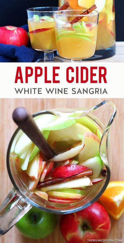 Halloween White Sangria, Bonfire Drinks, Wine Sangria Recipe, Apple Cider Sangria Recipe, Fall Sangria Recipes, White Wine Sangria Recipe, Classy Cocktails, Cider Sangria, Apple Cider Sangria