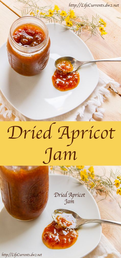 Dried Apricot Jam by Life Currents ... most everyone can get their hands on dried apricots any time of the year Fruit Jam Recipes, Fruit Butters, Dried Apricot, Morning Toast, Homemade Jams, Apricot Recipes, Fruit Preserves, Jam And Jelly, Jelly Recipes