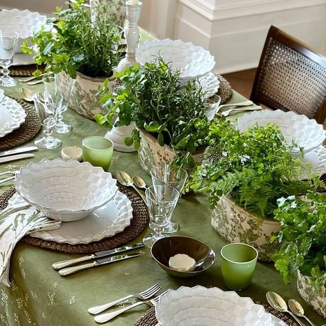 Summerill & Bishop on Instagram: "Glorious Greens 🪴⁠
⁠
Welcome tranquility to your tablescape with soft, earthy hues of avocado green, set to soothe and revitalise. S&Bee Table Linen inspires warmth and relaxation, making it the perfect tablecloth for intimate, informal dining. ⁠
⁠
Pair with 'Gastronomic' or 'Tisane' Herb Napkins for a refreshing, restorative reset. ⁠
⁠
Discover S&Bee Table Linen and Herb Napkins - tap to shop or follow the link in bio. ⁠
⁠
#summerillandbishop #luxurytableware #luxuryinterior #interior #luxurydecor #luxuryhomeware #homeware #herb #spring #green #luxurytablelinen #tablecloth" Informal Dining, Earthy Hues, Luxury Tableware, Table Linen, Avocado Green, Luxury Decor, Spring Green, Luxury Interior, Tablescapes