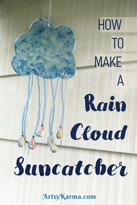 While there's still spring showers - make this super fun little crystal rain cloud! Full tutorial to decorate your window through spring. Crystals Hanging, Glass Lanterns, Making Stained Glass, Jar Lanterns, Mini Jars, Rain Cloud, Pink Highlights, Rain Clouds, Cloud Shapes