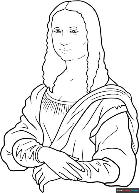 Free, printable Easy Mona Lisa coloring page for kids. Print it out or color it online. https://easydrawingguides.com/coloring-pages/easy-mona-lisa/ Mona Lisa Coloring Page, Monalisa Drawings Easy, Monalisa Sketch Drawing, Mona Lisa Outline, Mona Lisa Preschool Art, Mona Lisa Painting Easy, Mona Lisa Drawing Sketch, Monalisa Drawings, Mona Lisa Drawing Easy