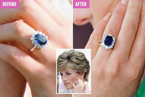 Princess Diana redesigned the £300k sapphire engagement ring Prince Charles gave her – The Sun Diana Wedding Ring, Kate Middleton Engagement Ring, Princess Diana Engagement Ring, Diana Engagement Ring, Royal Engagement Rings, Princess Diana Ring, Princess Diana And Charles, Princess Diana Wedding, Diana Ring