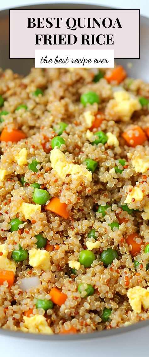 Image for Best Quinoa Fried Rice Chicken Fried Quinoa, Easy Quinoa Dinner Recipes, Spicy Quinoa Recipes, Quinoa Skillet Recipes, Quinoa And Chicken Recipes, Quinoa Fried Rice Recipe, Leftover Quinoa, Quinoa Recipes Dinner, Best Quinoa