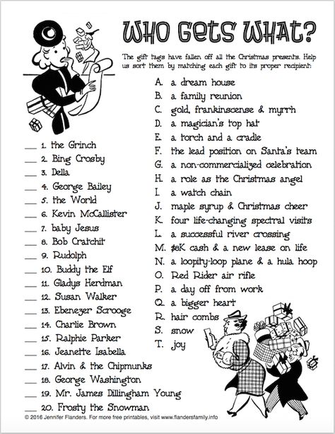 Free printable Christmas game: Who Gets What? Christmas Gift Games, Christmas Help, Xmas Games, Printable Christmas Games, Christmas Trivia, Holiday Party Games, Christmas Game, Golf Channel, Holiday Games