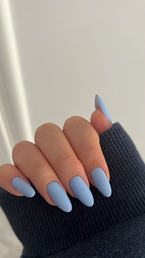 Matte Nail Colors, Blue Matte Nails, Blue Nail Color, Plain Nails, Nail Colors Winter, Blue Nail, Classy Nails, Matte Nails, Blue Nails