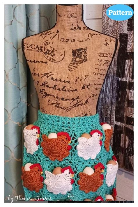 Nesting Hens Egg Gathering Apron Crochet Pattern Apron Crochet, Egg Gathering Apron, Egg Apron, Gathering Apron, Apron Pattern Free, Chicken Aprons, Egg Aprons, Life On The Farm, Crochet Chicken