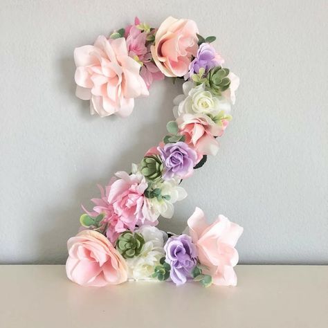 Floral Party Decor, Floral First Birthday, Floral Party Decorations, Nursery Floral, Letter Flower, Floral Birthday Party, Flower Letter, Floral Initial, Dusty Miller