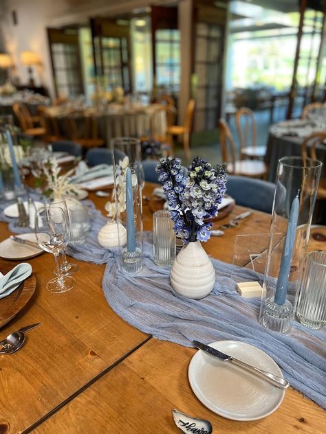 Rustic Cheesecloth Table Runners Farmhouse Wedding Table - Etsy UK Blue Cheese Cloth Table Runner Wedding, Dusty Blue Cheese Cloth Table Runner, Dusty Blue Wedding Theme Centerpieces, Dusty Blue Table Runner, Blue Wedding Theme Centerpieces, Farmhouse Wedding Table, Blue Boho Wedding, Boho Wedding Party, Blue Table Settings