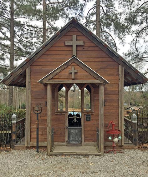 School Chapel, Small Chapels, Small Chapel Design, Backyard Chapel, Small Chapel, Stone Chapel, Chapel In The Woods, Blessed Mother Statue, Family Backyard