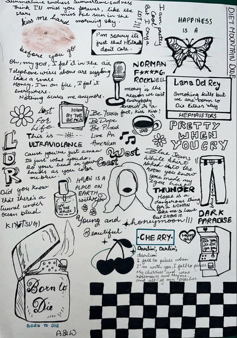 Lana Del Rey Doodles, Lana Del Rey Doodle, Doodle Sketch, Bullet Journal Ideas Pages, Journal Ideas, Lana Del Rey, Bullet Journal, Doodles, Notebook