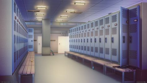 High School Locker Room, School Locker Room, Anime Houses, Black And Blue Background, Room Anime, House Design Drawing, Classroom Background, Gif Background, School Locker