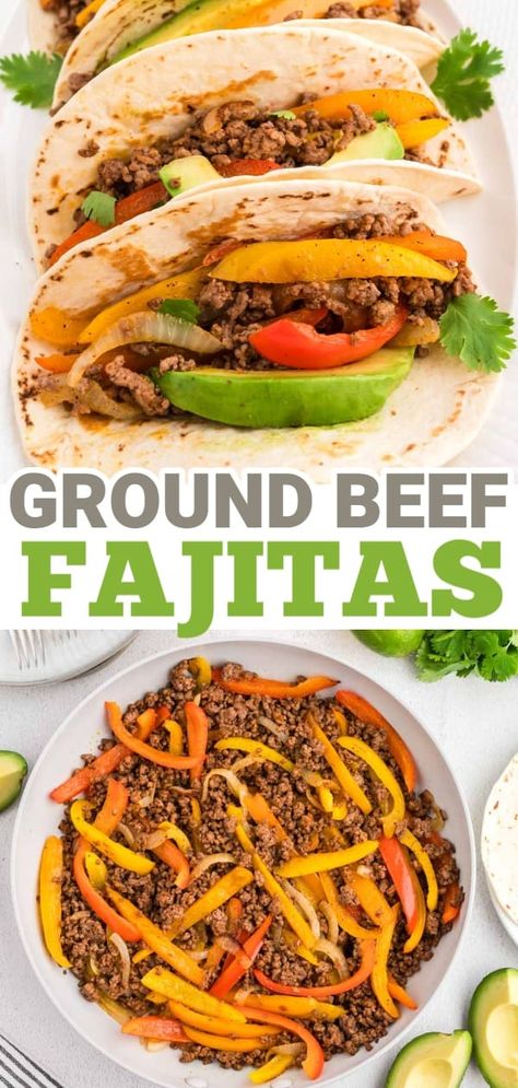 Ground Beef Fajitas, Beef Fajita Recipe, Meat And Veggies, Balanced Recipes, Fajita Spices, Beef Fajitas, Easy Ground Beef, Ground Beef Dishes, Hamburger Meat Recipes