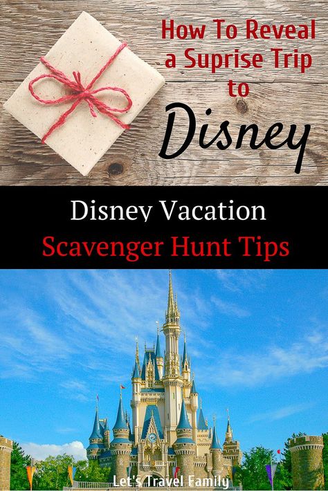 Disney Scavenger Hunt Clues: How To Reveal A Surprise Trip To Disneyland or Disney World! Follow these easy steps to create your own scavenger hunt. #disney #disneyland #disneyword #disneybound Disney Scavenger Hunt Clues, Disney Scavenger Hunt, Surprise Disney Trip Reveal, Disney Trip Reveal, Vacation Board, Disney Trip Surprise, Disney Reveal, Disney Surprise, Surprise Vacation