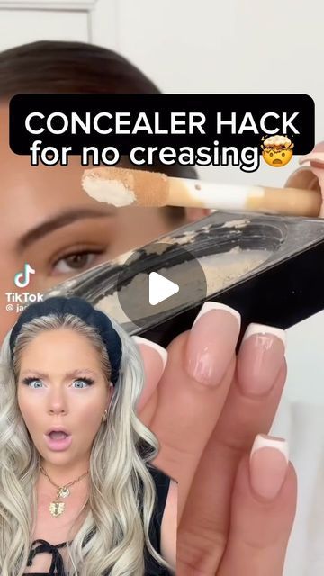 KELLY STRACK on Instagram: "Concealer hack for NO creasing?!🤯  #makeup #beauty #makeuptutorial #makeupvideos #beautyvideos #makeupreels #beautyreels #makeuphacks #concealer #concealerhack" Contouring With Concealer, How To Blend Concealer, How To Put On Concealer, Concealer Only Makeup Look, Concealer Tips How To Apply, How To Make Concealer, Concealer Creasing, Kelly Strack, Best Full Coverage Concealer