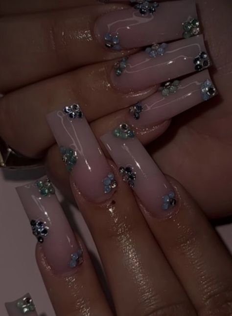 Long Square Birthday Nails, Plain Nails With Gems, Halloween Stiletto, Fancy Curly Hairstyles, Nail Art Designs 2023, Stiletto Press On Nails, Nail Art Halloween, Press On Nails Long, Tapered Square Nails