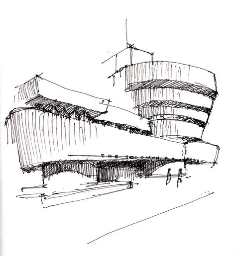 Guggenheim Museum New York, Architectural Sketching, Arch Sketch, Architecture Drawing Sketchbooks, Architecture Drawing Plan, Museum New York, Architecture Sketches, Architecture Sketchbook, Architectural Sketches