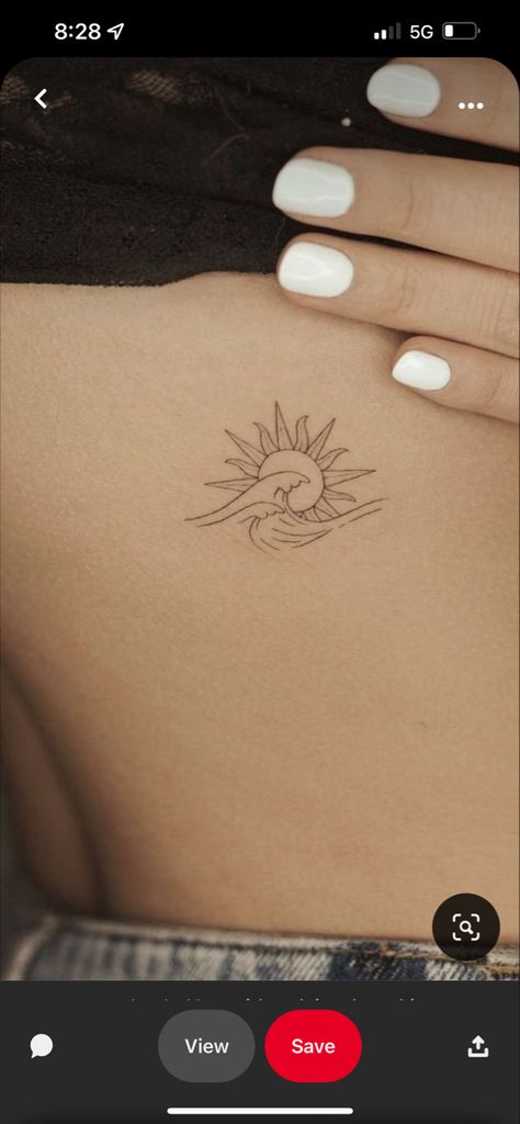 Sun Tattoo On Hip, Sun Tattoo Hip, Sunrise Tattoo, Ribcage Tattoo, Hip Tattoos Women, Desired Reality, Sun Tattoos, Sternum Tattoo, Side Tattoos