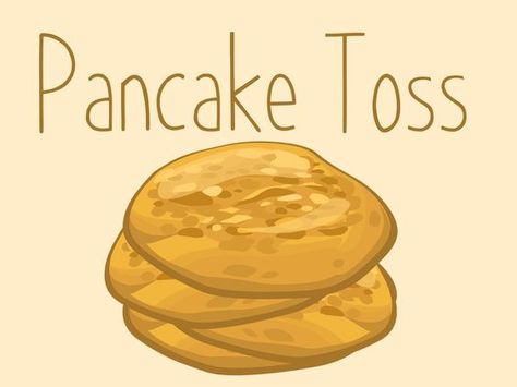 Quickie:    A pancake tossing team game     Pro Tips:     1. Make small pancakes!      2. pair this game with a breakfast event or a lumberjack themed night  Supplies:      * 30 pancakes per team      * One plate per team      * Optional: One oversized flannel per team  How to Play:    Give each tea Pancake Party Games, Pancake Games, Pancake Activities, Youth Games Indoor, Lumberjack Games, Pajama Party Games, Youth Group Events, Small Pancakes, Pancake Game