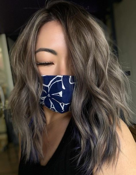 Light Mushroom Hair with Highlights Ashy Highlights, Mushroom Brown Hair Color, Mushroom Brown Hair, Violet Highlights, Lavender Highlights, Light Brunette Hair, Brown Hair Color Ideas, Mushroom Hair, Light Brunette