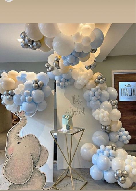 Elephant Baby Shower Theme Boy, Peanut Baby Shower, Elephant Baby Shower Boy, Baby Boy Themes, Elephant Baby Shower Theme, Baby Shower Theme Decorations, Baby Shower Deco, Elephant Shower, Baby's First Birthday