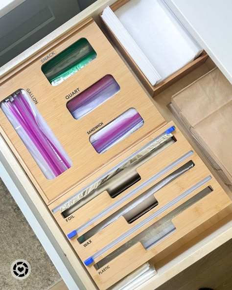 Saran Wrap Drawer Organization, Aluminium Foil Storage Ideas, Aluminum Foil Drawer, Foil Drawer Organization, Kitchen Organization Foil Plastic Wrap Drawer, Foil Saran Wrap Organization, Disposable Foil Pan Holder Diy, Foil Storage In Pantry, Foil Organizer Kitchen Storage