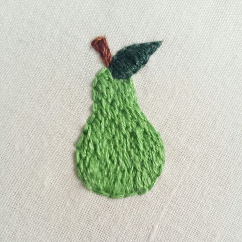 Pear Embroidery Pattern, Pear Embroidery, Spirit Bags, Clothes Embroidery Diy, Simple Hand Embroidery Patterns, Making Clothing, Visible Mending, Hand Embroidery Projects, Embroidery On Clothes