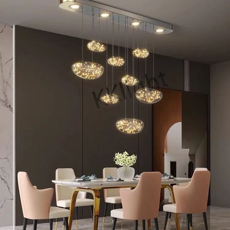 💡💡💡Nordic Marden Designer Style Villa Staircase Floating Drop Chandelier Living Dining Room Restaurant Hanging Light Luster Décor. US $214.72 💯✌😀 | 🛒Click & Buy: https://s.click.aliexpress.com/e/_DnLvyDl | #lightingdesign #Typesoflighting #interiors #Iluminationdesign #Silinglightdesign #Interiorlightingdesign #coollighting #Uniquependantlighting #Pendantlightdesign #Singlependantlighting #Modernkitchenpendantlights #Chandelierpendantlights Lights For Dining Room, Drop Chandelier, Dining Room Pendant, Living/dining Room, Wire Drawing, Pendant Lights & Chandeliers, Living And Dining Room, Led Pendant Lights, Living Dining