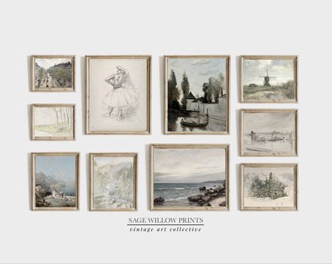 North Prints, Farmhouse Gallery Wall, Vintage Gallery, Grand Canyon Arizona, Gallery Wall Art Set, Gallery Wall Prints, Vintage European, Vintage Landscape, Curated Vintage