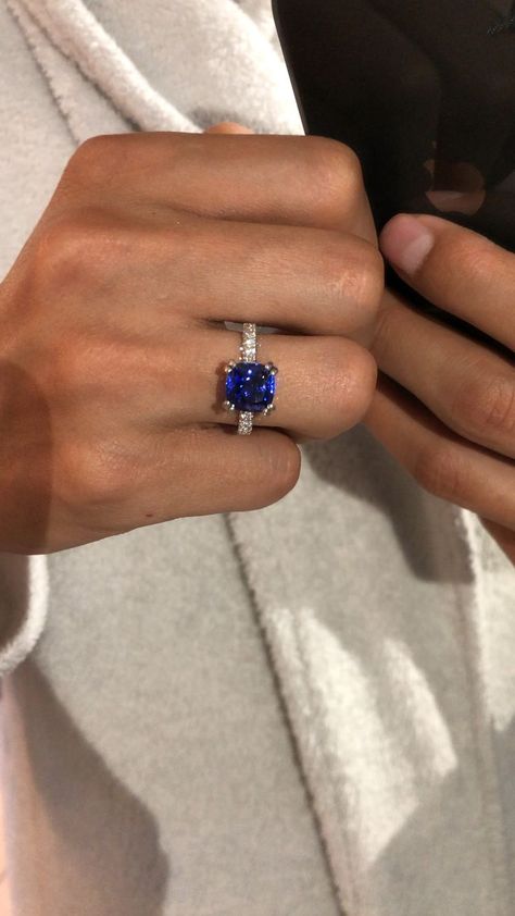 Cushion Sapphire Engagement Ring, Tanzanite Engagement Rings, Tanzanite Ring Engagement, Blue Tanzanite Engagement Ring, Sapphire Anniversary Ring, Diamond Pave Ring, Tanzanite Rings, Tanzanite Engagement Ring, Sapphire Wedding Rings