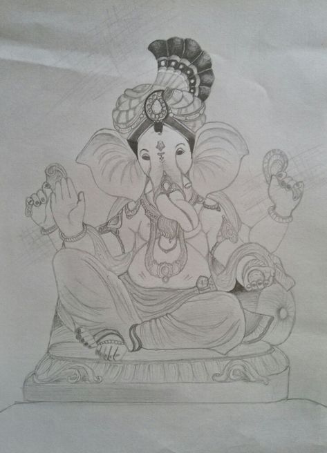 Jay Ganesh Ganesh Drawing Pencil, Ganesh Ji Pencil Sketch, Ganesh Ji Sketch, Ganapati Drawing, Ganesh Ji Drawing, Ganpati Sketch, Ganesh Drawing, Jay Ganesh, God Drawings