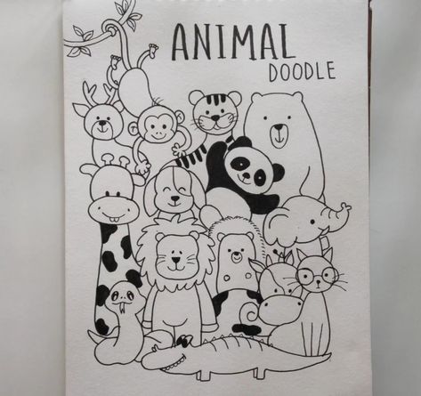 Doodle Planet Doodle Art Drawing With Quotes, Doodle Of Animals, Drawing For Journal Doodles, Doodle Art Animals Simple, Doodle Cartoon Art, Doodle Drawings Animals, Doodle Art Cute Simple, Cute Animals Doodles, Cute Doodle Art Creative