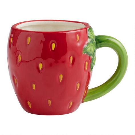 Hand Painted Strawberry Figural Mug | World Market Painted Strawberry, Strawberry Kitchen, Tassen Design, Cool Mugs, Cute Cups, Cute Mugs, World Market, Hand Painted Ceramics, Strawberry Shortcake