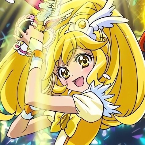 SMPC Yayoi Kise Icon, Glitter Peace Pfp, Glitter Force Pfp, Precure Pfp, Kise Yayoi, Yellow Pfp, Glitter Peace, Yellow Girl, Japanese Show