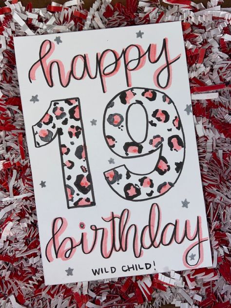 diy, happy birthday, cheetah print, 19 19th Birthday Card, Lemon Stand, Birthday 19, Cheetah Birthday, Happy Birthday 19, Birthday Cards To Print, Happy 19th Birthday, Birthday Sleepover, Creative Birthday Cards