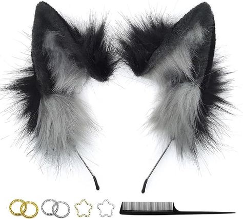 Amazon.com: GaliaFaya Cat Wolf Fox Dog Ears Headband Handmade Faux fur Cosplay Halloween Costume Party (Black+Grey) : Clothing, Shoes & Jewelry Wolf Costumes, Dog Ears Headband, Grey Clothing, Wolf Costume, Headband Handmade, Wolf Ears, Fox Dog, Halloween Costume Party, Dog Ears