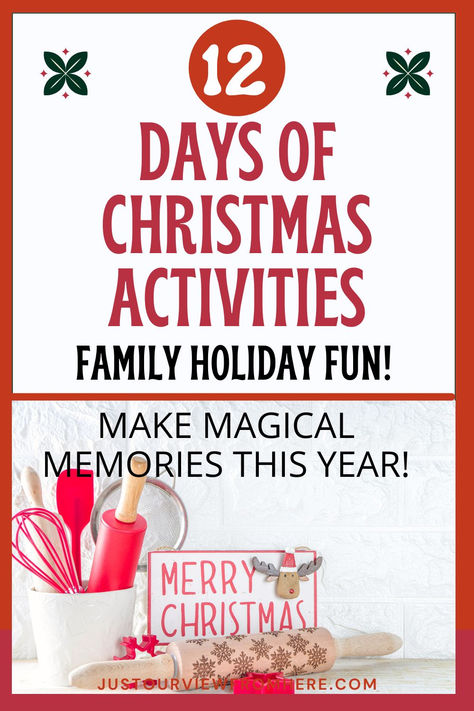 MAKE MEMORIES WITH FAMILY CHRISTMAS ACTIVITIES These Fun & Unique12 days of Christmas activities for families will help you create unforgettable memories and bring the holiday spirit into your home. Whether you choose to engage in Christmas crafts and games, embrace outdoor adventures in the snow, or simply enjoy cozy movie nights with your loved ones, there’s something for everyone in this list of family-friendly holiday activities. Christmas Activities For Families Home, 12 Days Of Christmas Family Activities, 12 Days Of Christmas Activities, Christmas Family Fun, Family Christmas Activities, Holiday Activity For Kids, Christmas Activities For Families, Family Bonding Activities, Holiday Activities For Kids