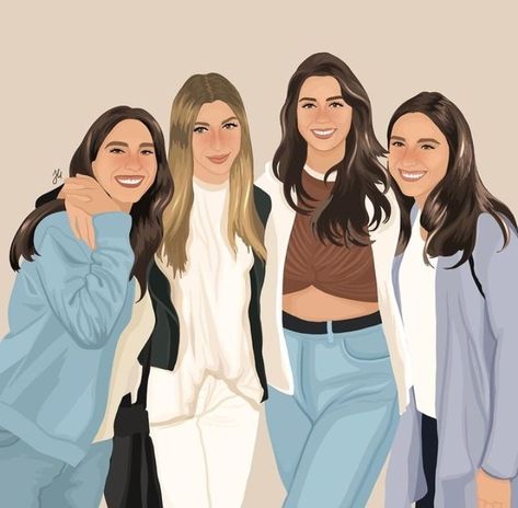 4 Friends Illustration, Desenhos Girl, Brooklyn Nicole, Family Illustrations, Me Cover Instagram Highlight, Hug Illustration, Rainbow Wallpaper Iphone, Potrait Painting, Canvas Art Gifts